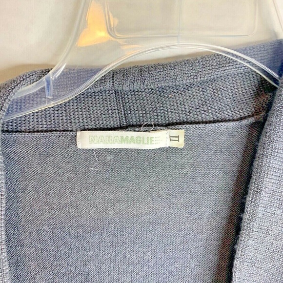 Nara Maglie Womens Sz L Gray Wrap Cardigan Sweater Wrap Tie Waist Wool Blend 60% - Picture 2 of 3